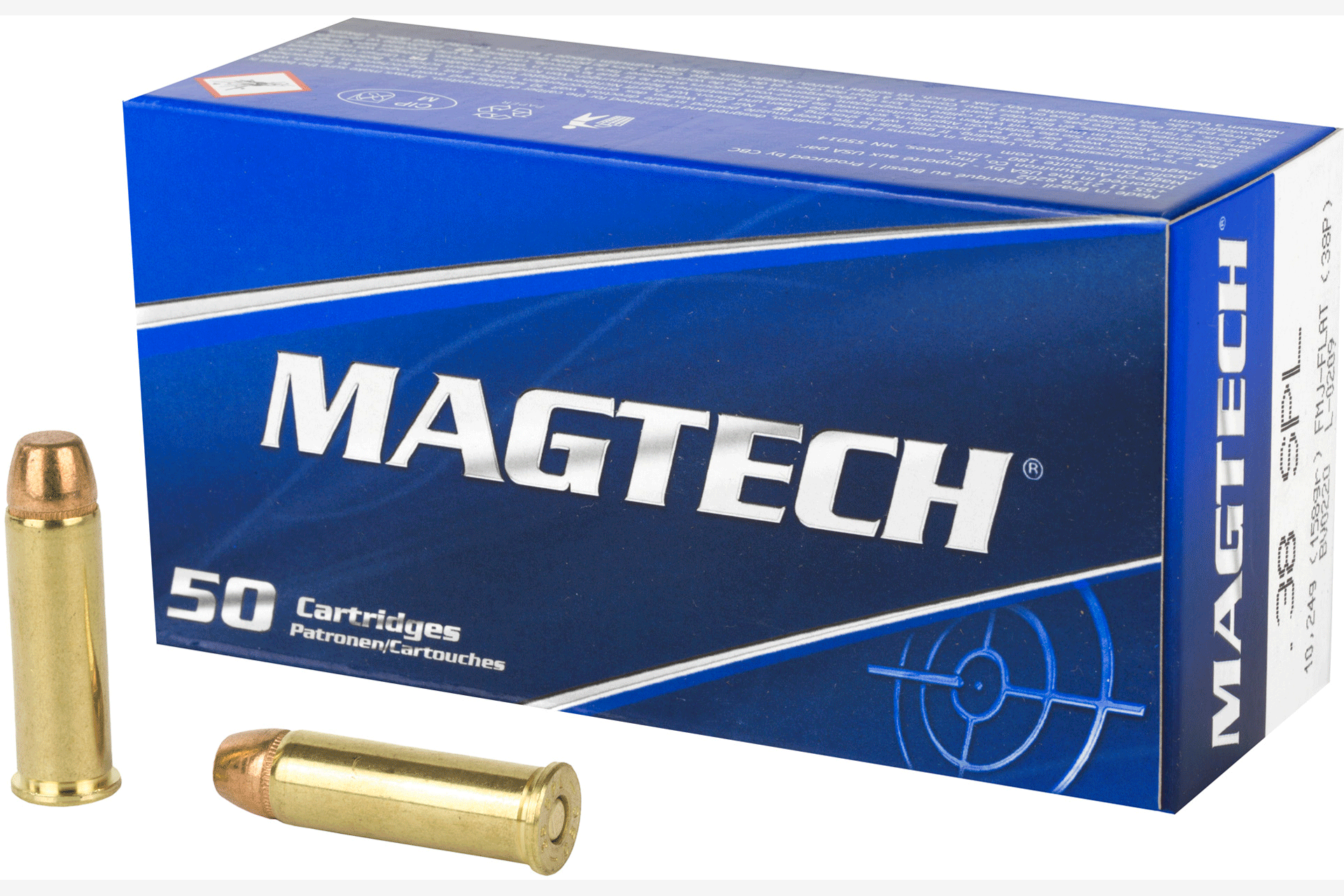 Magtech Sport Shooting 38 Special 158 Grain Full Metal Case Flat Handgun Ammo - 50 Rounds - MT38P