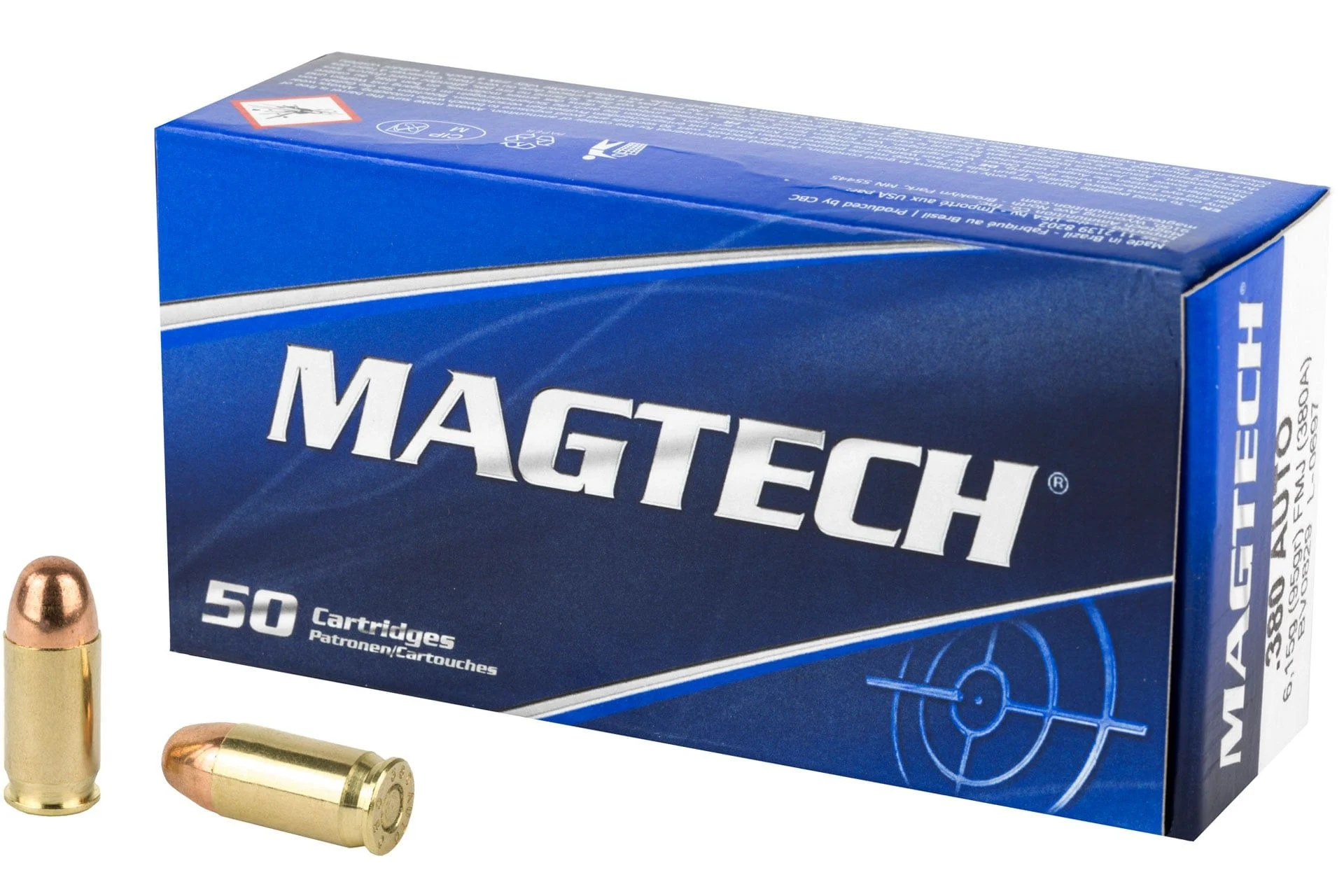Magtech Sport Shooting 380ACP 95 Grain Full Metal Case Handgun Ammo - 50 Rounds - 380A