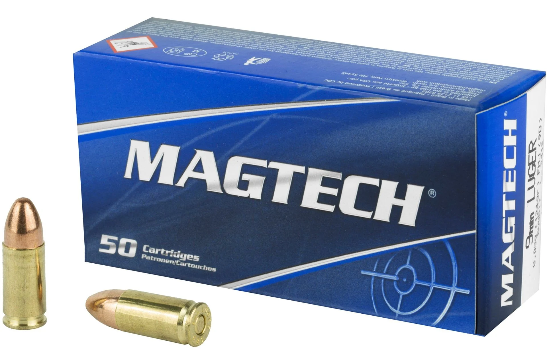 Magtech Sport Shooting 9MM 124 Grain Full Metal Case Handgun Ammo - 50 Rounds - 9B
