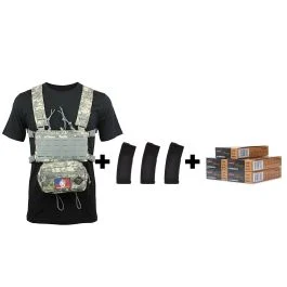 Rattlesnake Tactical Micro Chest Rig +3 Magpul PMAGs w/PMC Bronze 223 Rem 55 Gr FMJ BT (100 Rounds)