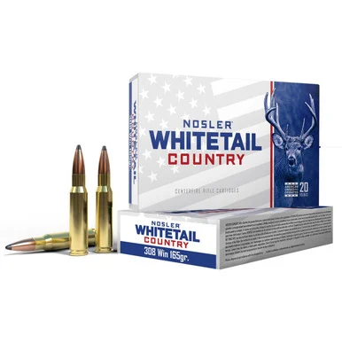 Nosler Whitetail Country, 308 Winchester, 165Gr, Solid Base, 20 Rounds