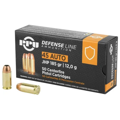 PPU Defense Line, 45 ACP, 185GR, 50 Rds