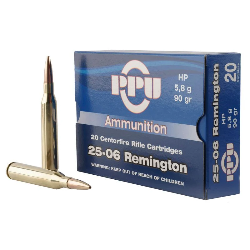 PPU PP2506H Standard Rifle 25-06 Rem 90 Gr Hollow Point Rifle Ammo - 20 Rounds - PPUPP2506H