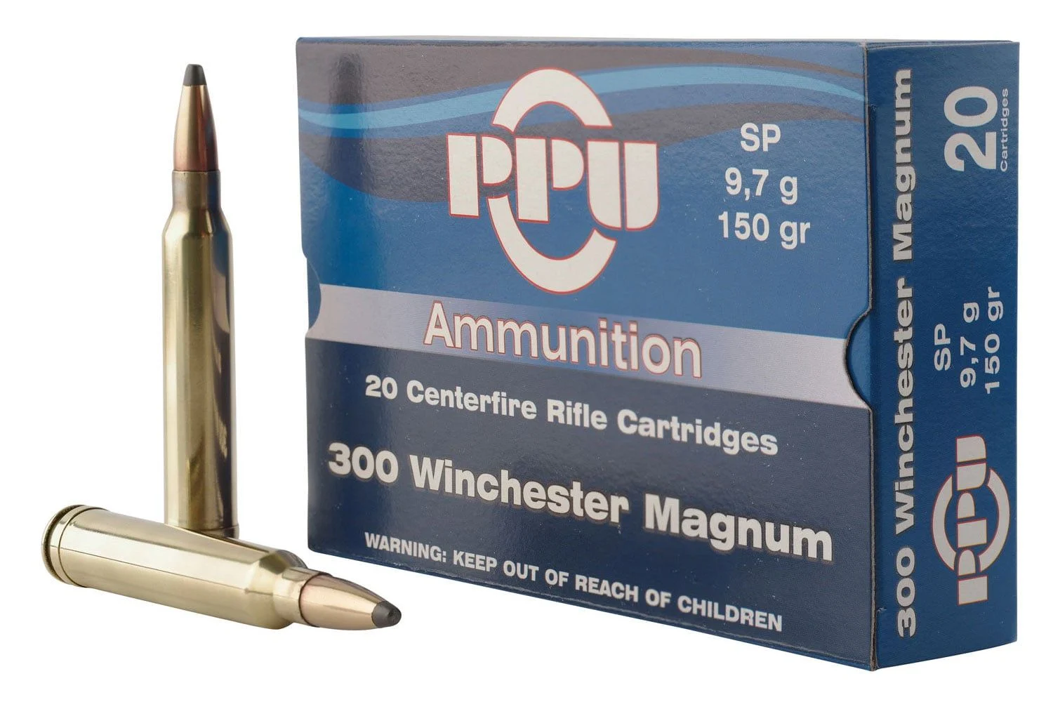 PPU PP3001 Standard Rifle 300 Win Mag 150 gr Soft Point (SP) Rifle Ammo - 20 Rounds - PP3001