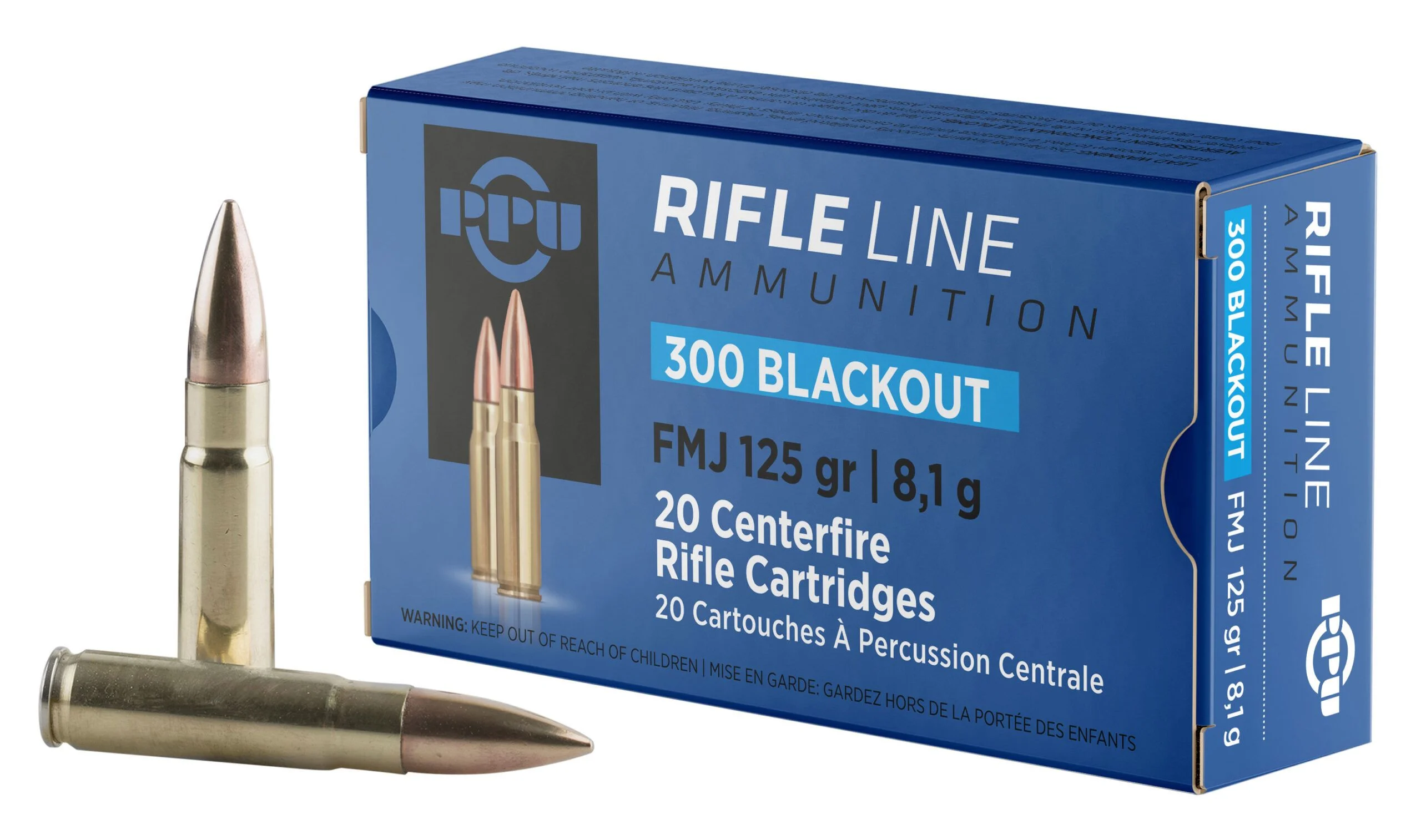 PPU PP300BF Standard 300 Blackout 125 gr Full Metal Jacket Ammunition Rifle Ammo - 20 Rounds - 56932