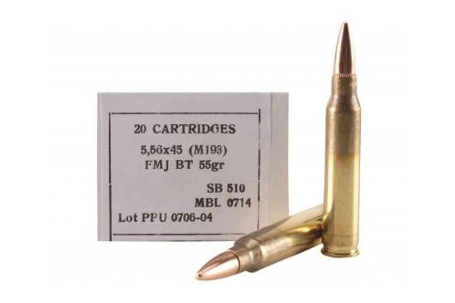Prvi PPU 5.56x45mm NATO Ammunition M193 PP52 55 Grain Full Metal Jacket Rifle Ammo - 20 Rounds - PPUPP52