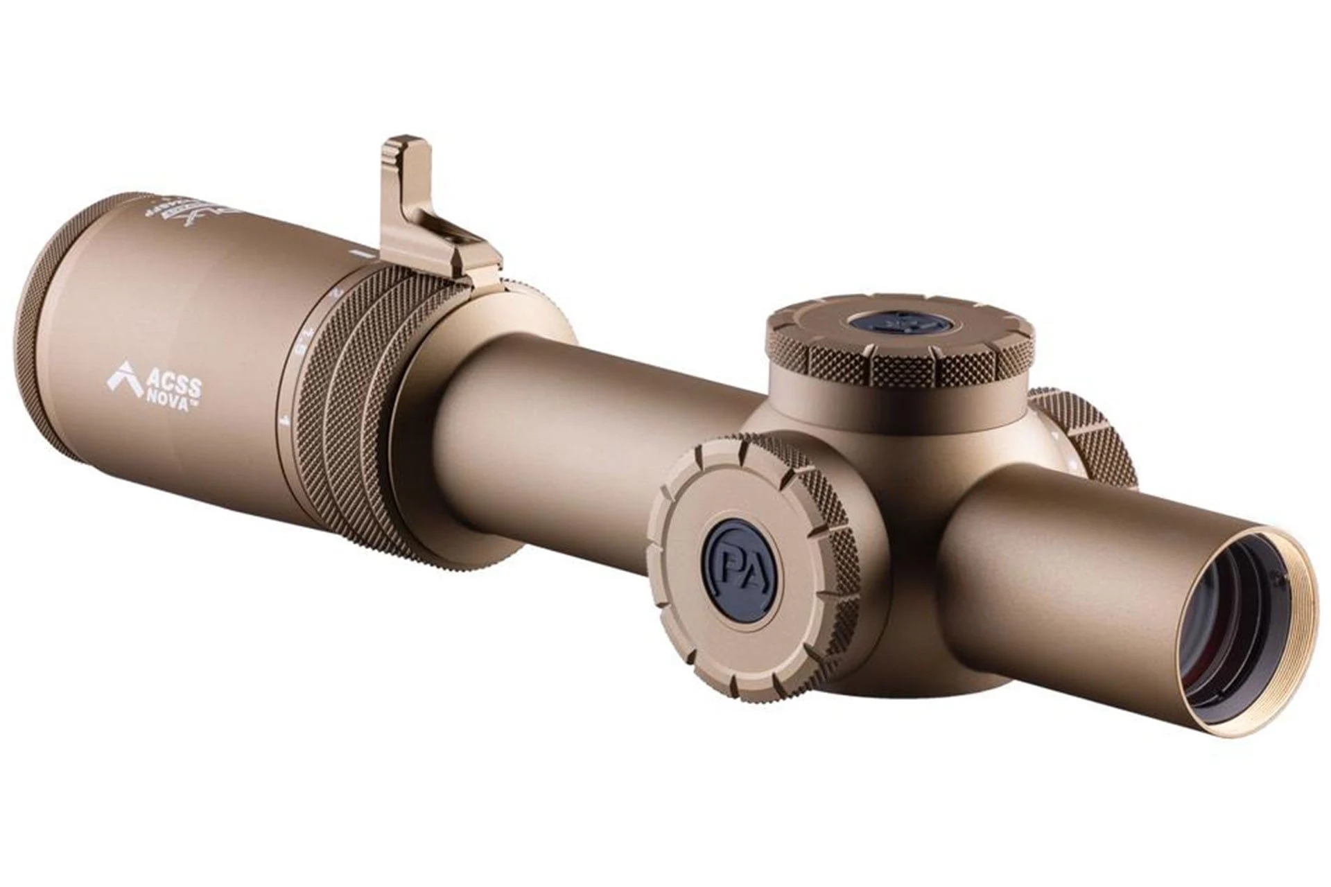 Primary Arms Compact PLx-1-8X24mm SFP Rifle Scope - Illuminated ACSS Nova 5.56/.308 Fiber Wire Reticle - Flat Dark Earth - PA-PLXC-1-8X24S-NOVA-5.56-FDE