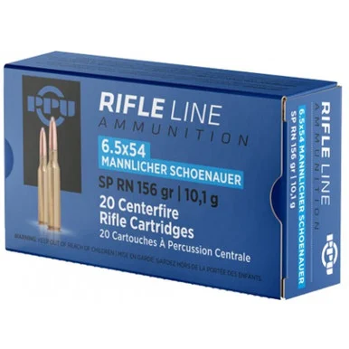 Prvi Partisan 6.5x54 Mann Shoenauer, 156gr SPRN, 20 Rds, Brass