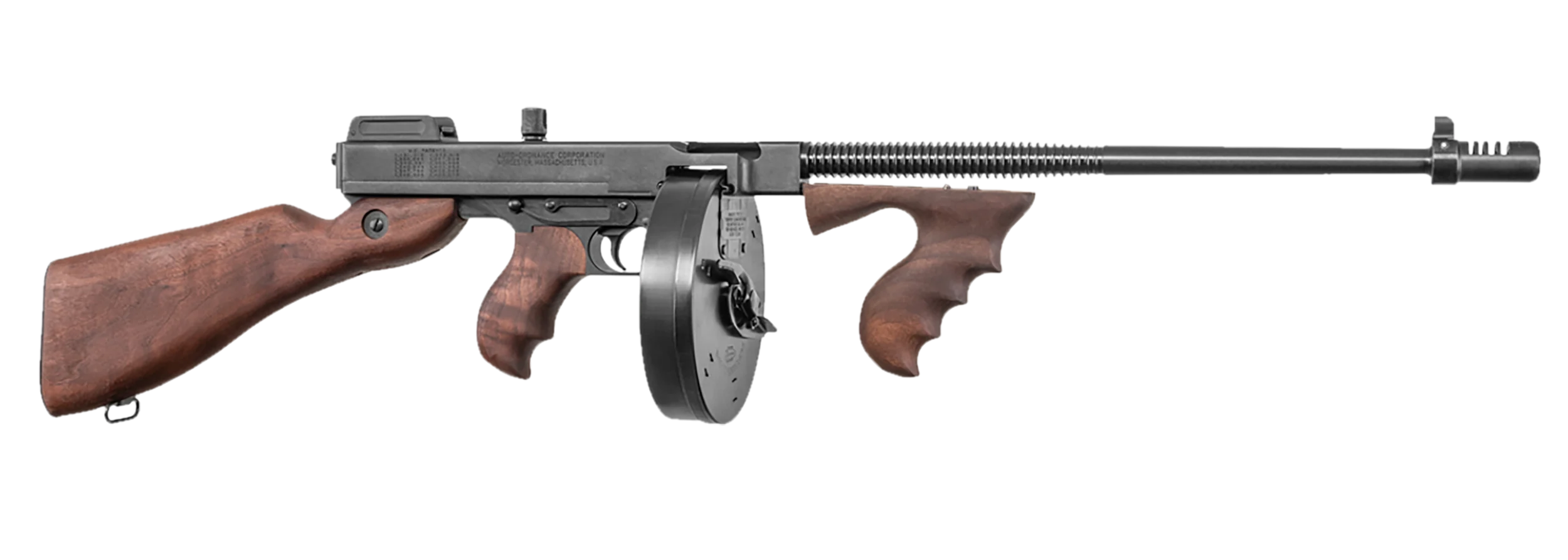 Thompson 1927A1 Deluxe Carbine Rifle T150D, 45 ACP, 16 1/2 in, Semi-Auto, Walnut Stock, Blue Finish, 20 Round & 50 Round Mags