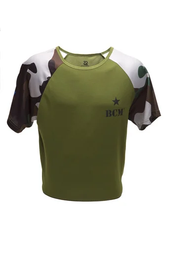 Raglan Camo, Moisture Wicking, Short Sleeve T (Green)