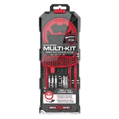 Real Avid Gun Boss, Multi-Kit, .22 Caliber, Brass & Nylon Brushes, Molded Case