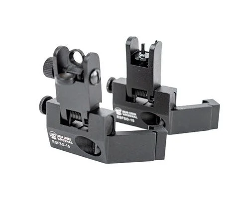 BCA AR-15/AR-10 Rear/Front Flip Up Canted Sight Combo with Photoluminescence on Sight