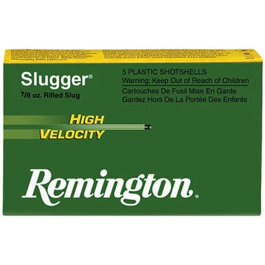 Remington Slugger HV Rifled Slug, 20 Gauge, 2.75" Shell, 5 Rds, Plastic Case