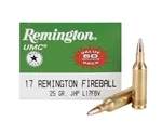 Remington UMC 17 Remington Fireball Ammo 25 Grain Jacketed Hollow Point – L17FBV