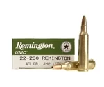 Remington UMC 22-250 Remington Ammo 45 Grain Jacketed Hollow Point