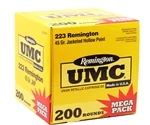 Remington UMC 223 Ammo 45 Grain Jacketed Hollow Point Mega Pack