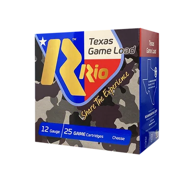 Rio Ammunition TG366TX Texas Game Load, 12 Gauge, 2.75" Barrel, 25 Rds, Special Edition Camo Box