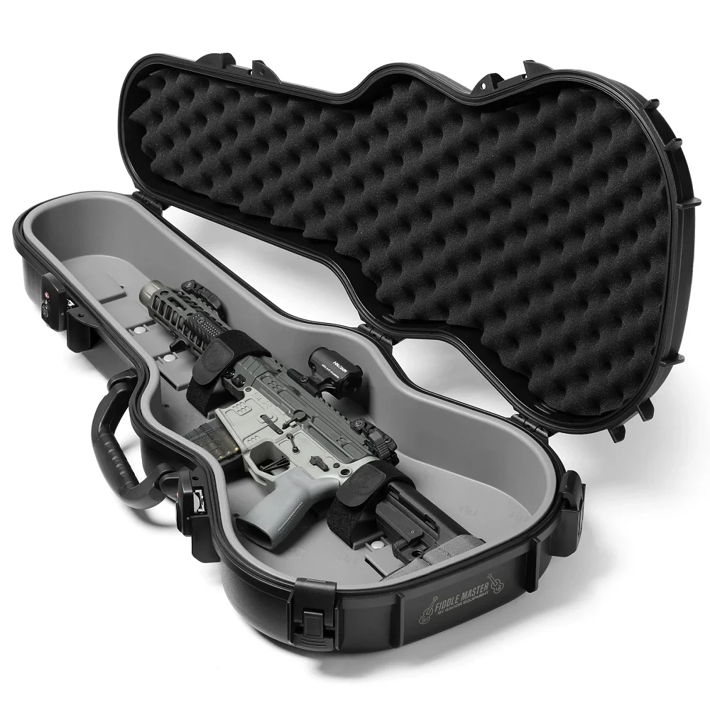 Savior Equipment Discreet Violin Case w/ Built In Synthetic Rubber Molle system, TSA Locks and Keys, Sticker, and 2x Tie Down Strap -Black - RC-VIOLIN-BK