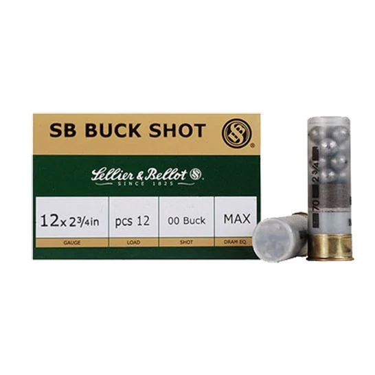 Sellier & Bellot SB12BSI Hunting 12 Gauge 2.75" 12 Pellets 1214 fps 1 Buck Shot Shotgun Ammo - 10 Rounds - 61965