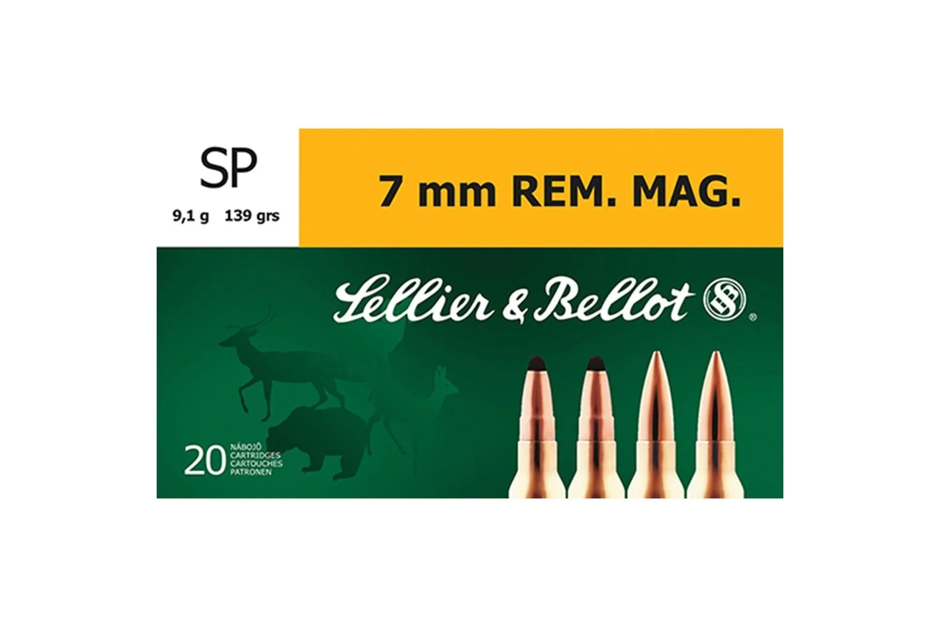 Sellier & Bellot SB7B Rifle 7mm Rem Mag 139 GR Soft Point (SP) Rifle Ammo - 20 Rounds - GB7B-20