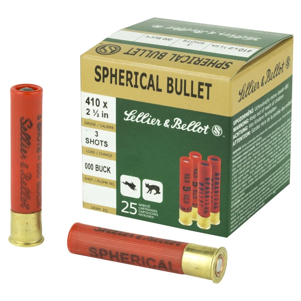 Sellier & Bellot Shotshell 410 Gauge 2.5" Chamber Buckshot 3 Balls Shotgun Ammo - 25 Rounds - SB410A