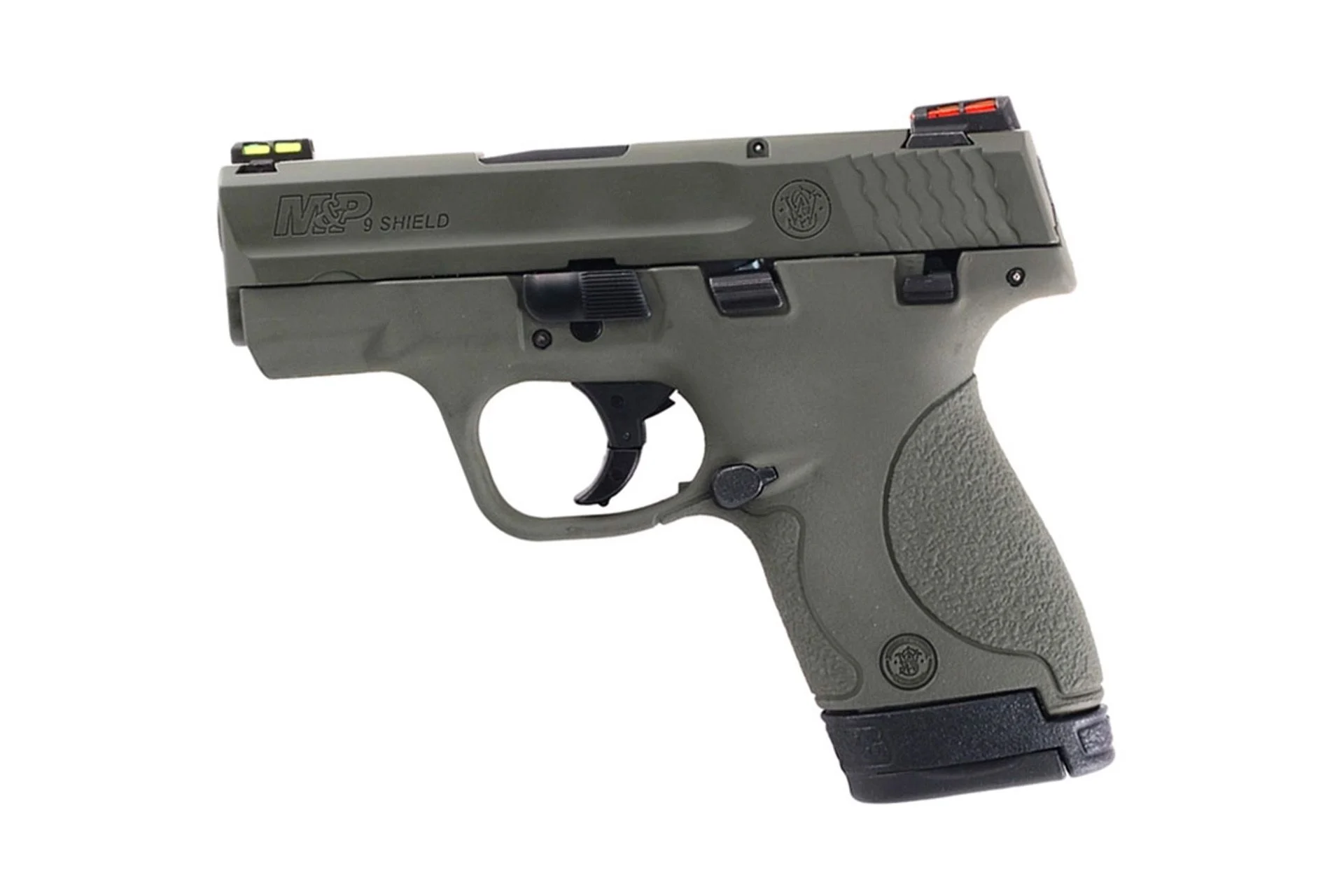 S&W M&P Shield CA 9mm Hi Viz Sights Pistol, Full OD Green - 13691