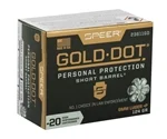 Speer Gold Dot Short Barrel 9mm Luger +P Ammo 124 Grain Jacketed Hollow Point - 23611GD