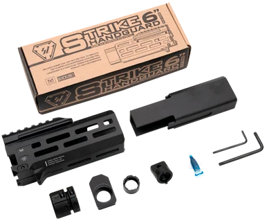 Strike Industries CEVO-HG-6-BK, 6" M-Lok Handguard, Black Aluminum, Faux Suppressor, for CZ Scorpion EVO