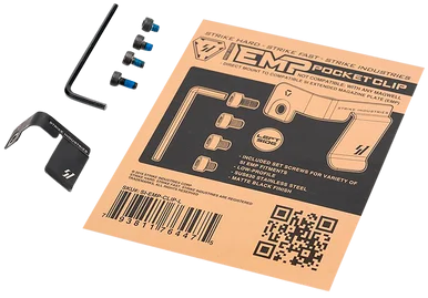 Strike Industries EMPCLIPL, Magazine Pocket Clip, Left Hand, SUS630 Stainless Steel, Matte Black Finish