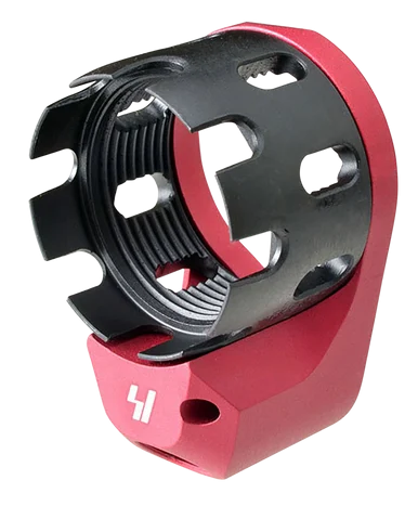 Strike Tribus, Enhanced Castle Nut & End Plate, Red Hardcoat Anodized