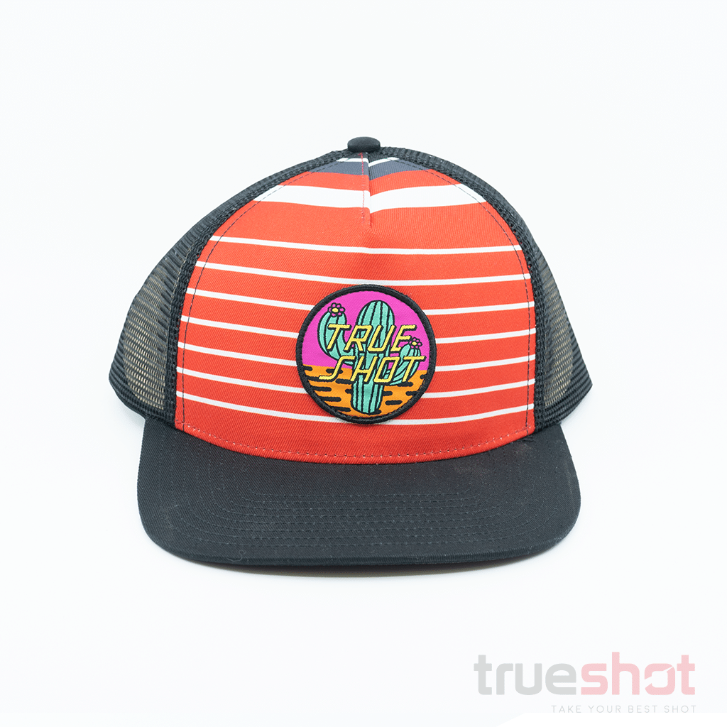 True Shot - Cactus Patch Stripe - Red - Trucker Hat