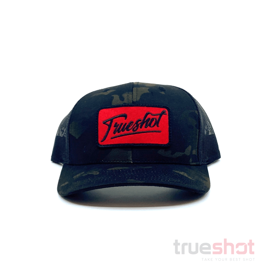 True Shot - Red Patch - Black Multicam - Trucker Hat