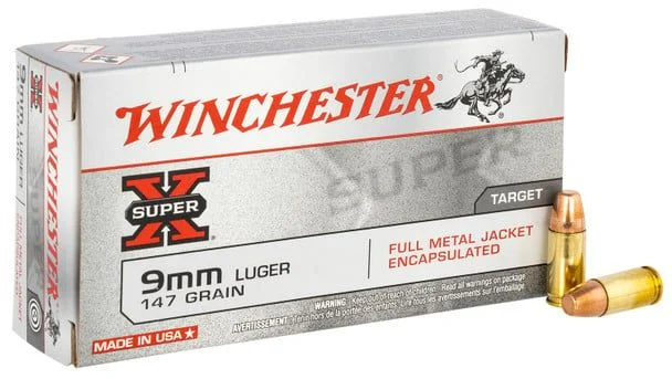WIN X9MMSU2CNP 9MM LUGER 147 FMJE Handgun Ammo - 50 Rounds - 142286