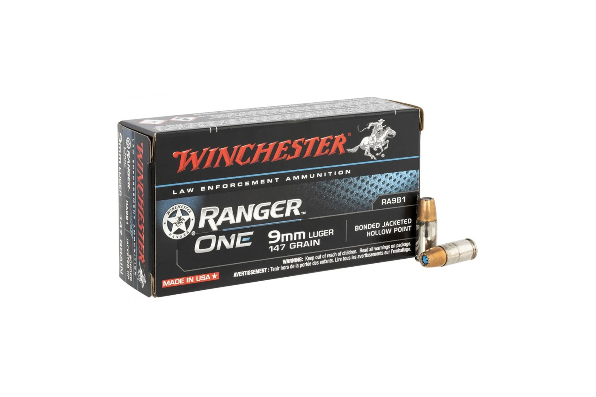 WIN ZRA9B1 RANGER 9MM BLUE TIP 147 *LTD* Handgun Ammo - 50 Rounds - ZRA9B1