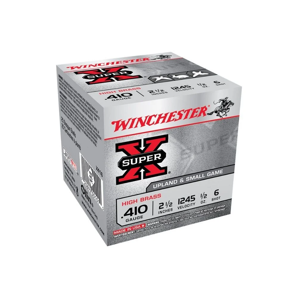 Winchester 410 Bore Ammunition Super-X High Brass X416 2-1/2" 1/2oz #6 1245FPS Shotgun Ammo - 25 Rounds - X416