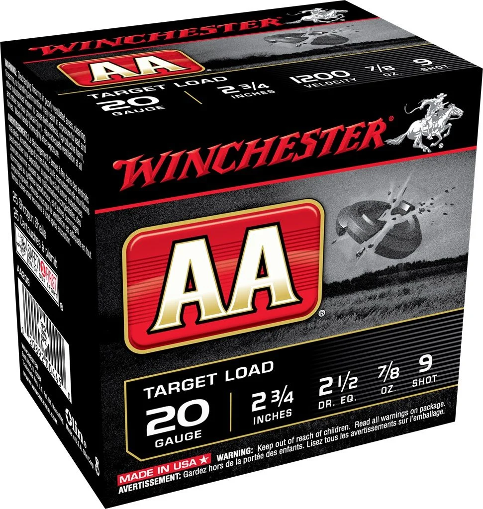 Winchester Ammo AA209 AA Target 20 Gauge 2.75" 7/8 oz 9 Shot Shotgun Ammo - 25 Rounds - AA209