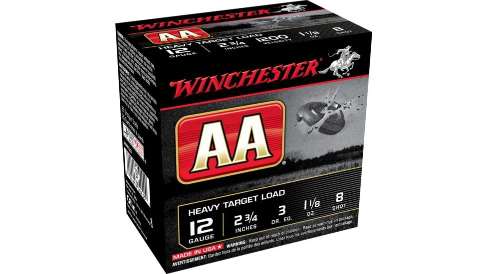 Winchester Ammunition AA Heavy Target Load 12 Gauge 2.75" #8 1 1/8 oz Shotgun Ammo - 25 Rounds - WNAAM128