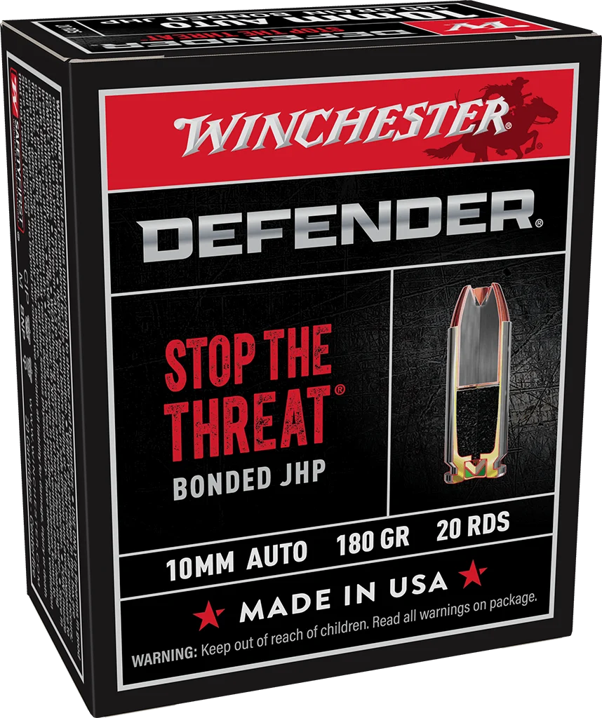 Winchester Defender 10mm Ammo 180 Grain Bonded JHP