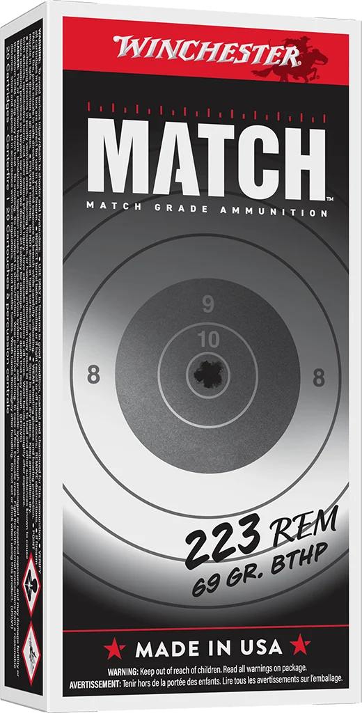 Winchester Match 223 Remington Ammunition 69 Grain Boat Tail Hollow Point - S223M2