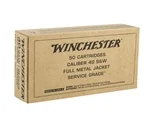 Winchester Service Grade 40 S&W Ammo 165 Grain Full Metal Jacket - SG40W