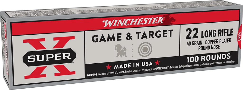Winchester Super-X 22 Long Rifle Ammunition 40 Grain Round Nose Copper Plated - X22LRSS1