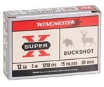 Winchester Super-X Magnum 12 Gauge Ammo 3" Buffered 00 Buckshot 15 Pellets - XB12300
