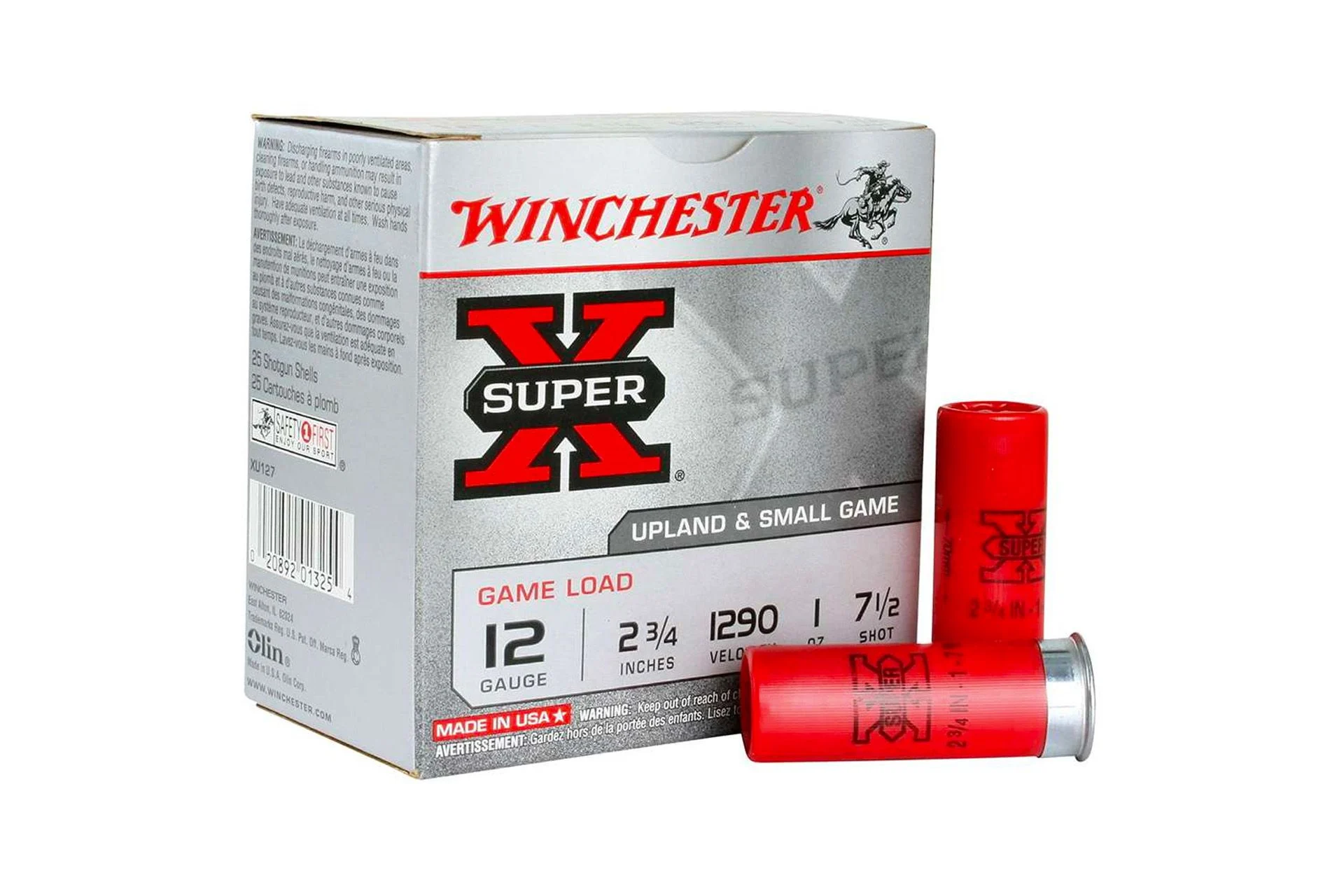 Winchester XU127 Super-X Game Load Ammunition 12 Gauge 2-3/4" 1 oz #7-1/2 Shot Shotgun Ammo - 25 Rounds - 116922