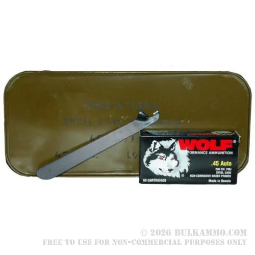 450 Rounds of .45 ACP Ammo by Wolf - 230gr FMJ