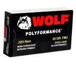 Wolf Polyformance 223 Ammo 55 Grain Full Metal Jacket Steel Case - 22355FMJX