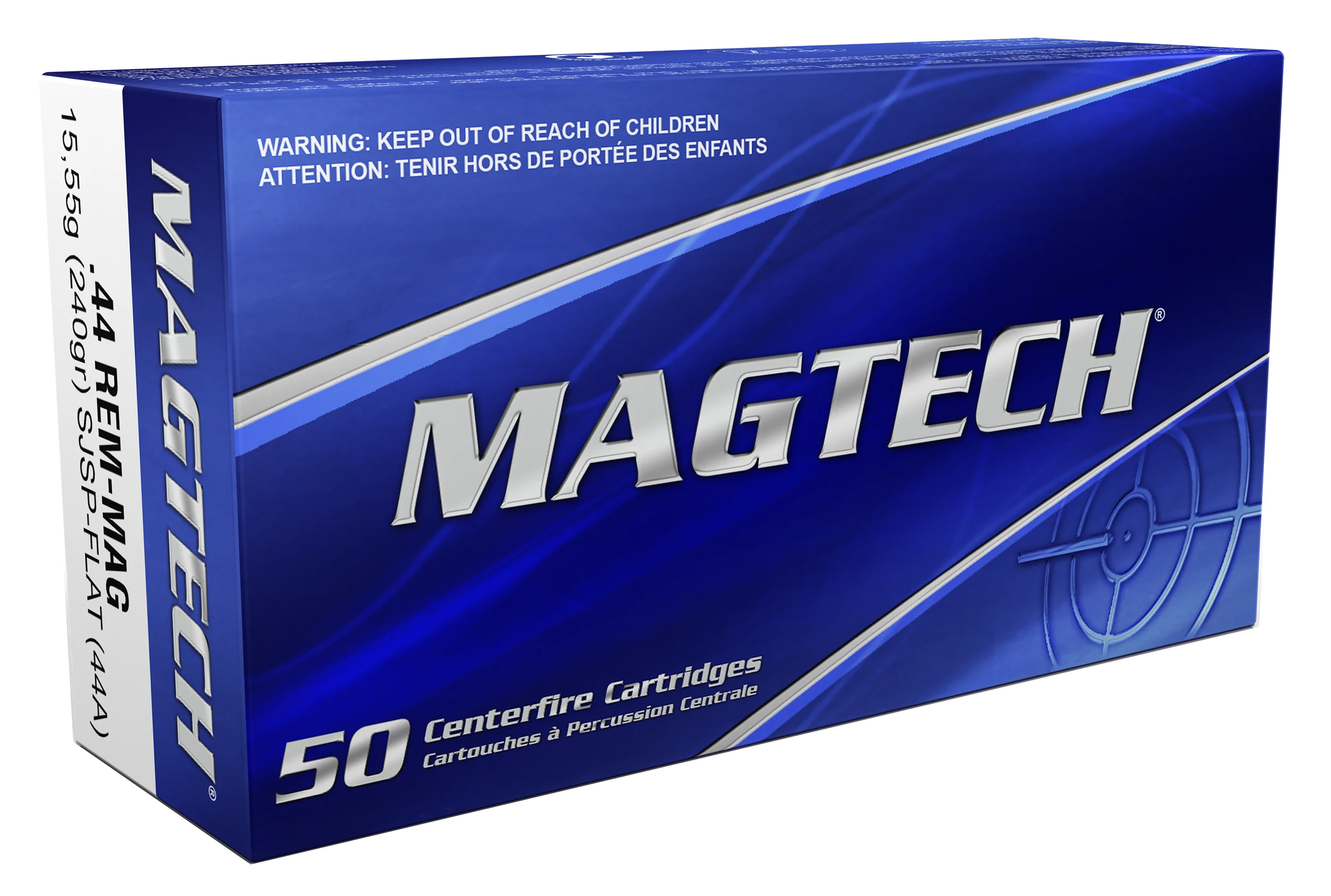 Magtech Sport HuntingHandgun Ammunition 44A, 44 Remington Mag, Semi-Jacketed Soft Point (SP), 240 GR, 1180 fps, 50 Rd/bx